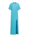 Msgm Woman Maxi Dress Azure Size M Cotton In Blue