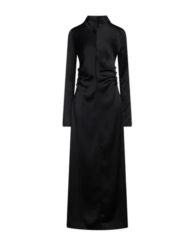Msgm Black Crewneck Maxi Dress In 99 Black