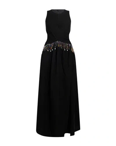Msgm Woman Maxi Dress Black Size 4 Viscose, Linen