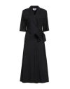Msgm Midi Wrap Dress With Front Tie And Pockets In Black