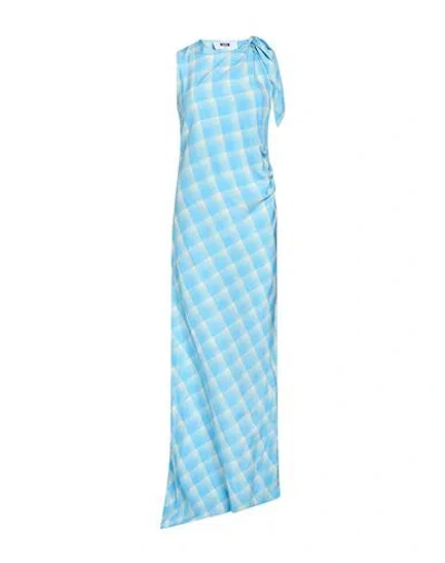 Msgm Woman Maxi Dress Blue Size 4 Viscose
