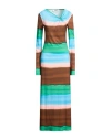 Msgm Woman Maxi Dress Brown Size 4 Polyester, Elastane In Multi