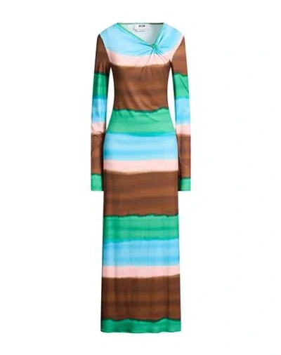 Msgm Woman Maxi Dress Brown Size 4 Polyester, Elastane In Multi