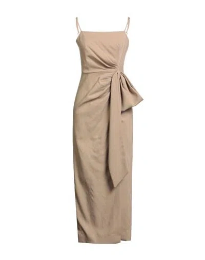 Msgm Woman Maxi Dress Camel Size 10 Viscose, Polyester, Elastane In Neutral