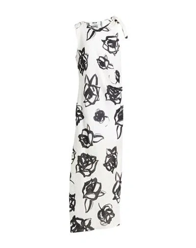 Msgm Woman Maxi Dress Cream Size 6 Linen In White