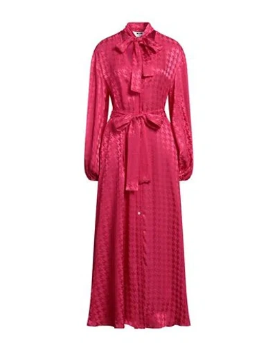Msgm Woman Maxi Dress Fuchsia Size 4 Acetate, Viscose In Pink