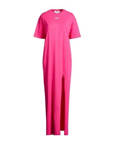 Msgm Woman Maxi Dress Fuchsia Size M Cotton In Pink