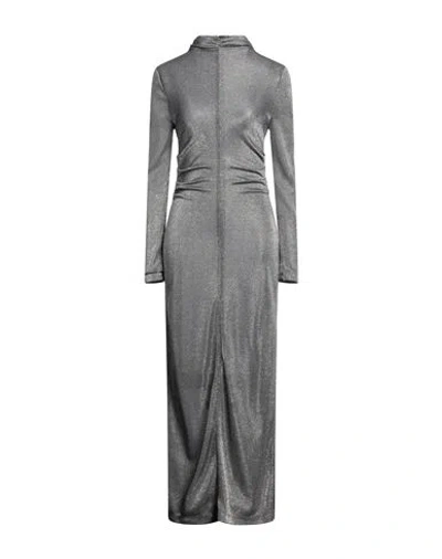 Msgm Woman Maxi Dress Grey Size 8 Polyamide, Metallic Fiber In Gray