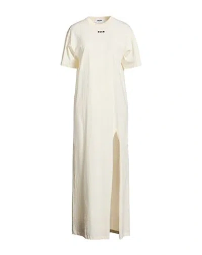 Msgm Woman Maxi Dress Ivory Size S Cotton In White