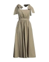 Msgm Woman Maxi Dress Khaki Size 0 Cotton, Elastane In Beige