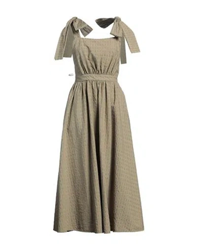 Msgm Woman Maxi Dress Khaki Size 0 Cotton, Elastane In Beige