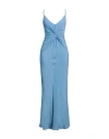 Msgm Woman Maxi Dress Light Blue Size 8 Acetate, Silk In Blue