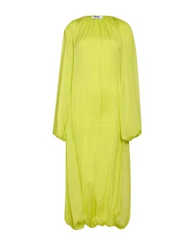 Msgm Woman Maxi Dress Lime Green Size 10 Silk