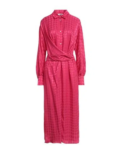 Msgm Woman Maxi Dress Magenta Size 6 Acetate, Viscose In Magenta
