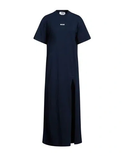 Msgm Woman Maxi Dress Navy Blue Size M Cotton