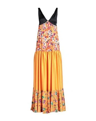 Msgm Woman Maxi Dress Orange Size 4 Recycled Polyester, Polyester