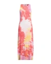 Msgm Woman Maxi Dress Salmon Pink Size L Cotton, Elastane In Salmon Pink