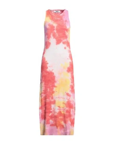 Msgm Woman Maxi Dress Salmon Pink Size L Cotton, Elastane