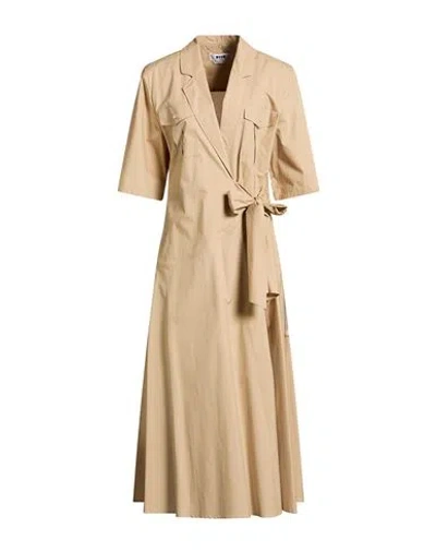 Msgm Woman Maxi Dress Sand Size 10 Cotton In Neutral