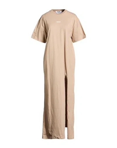 Msgm Woman Maxi Dress Sand Size L Cotton In Neutral