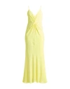 Msgm Woman Maxi Dress Yellow Size 8 Acetate, Silk