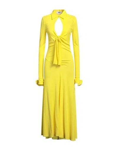 Msgm Woman Maxi Dress Yellow Size 8 Viscose