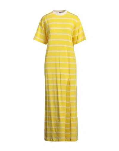Msgm Woman Maxi Dress Yellow Size L Cotton