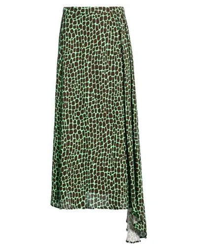 Msgm Woman Maxi Skirt Green Size 4 Viscose In Gray