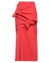 Msgm Woman Maxi Skirt Tomato Red Size 4 Polyester, Elastane In Tomato Red
