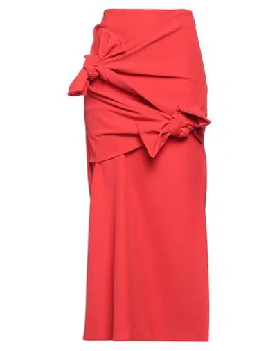 Msgm Woman Maxi Skirt Tomato Red Size 8 Polyester, Elastane
