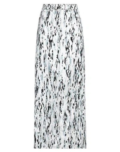 Msgm Woman Maxi Skirt White Size 8 Cotton, Elastane In Metallic
