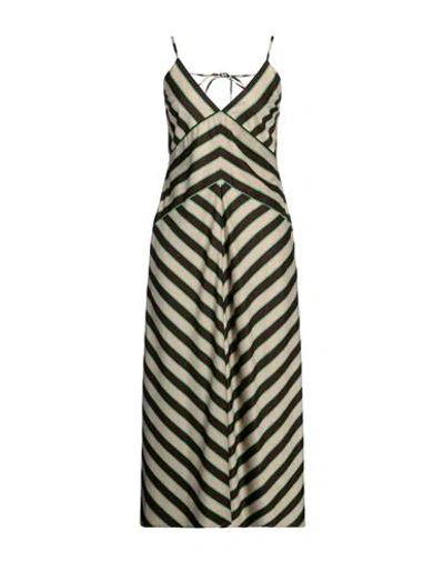 Msgm Chevron-print Rear-tie Dress In Green