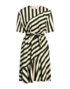 Msgm Stripe-pattern Midi Dress In Beige