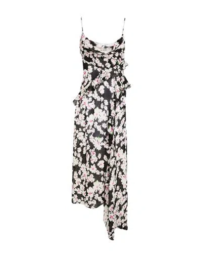 Msgm Woman Midi Dress Black Size 4 Viscose In Multi