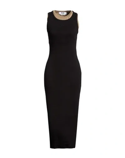 Msgm Woman Midi Dress Black Size M Cotton, Elastane