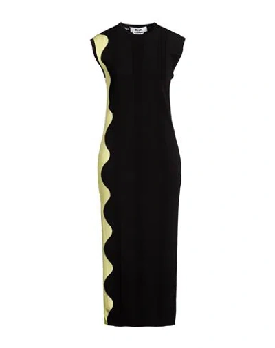 Msgm Woman Midi Dress Black Size Xs Viscose, Polyester