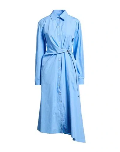 Msgm Woman Midi Dress Light Blue Size 6 Cotton