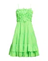 Msgm Woman Midi Dress Lime Green Size 8 Polyester In Green