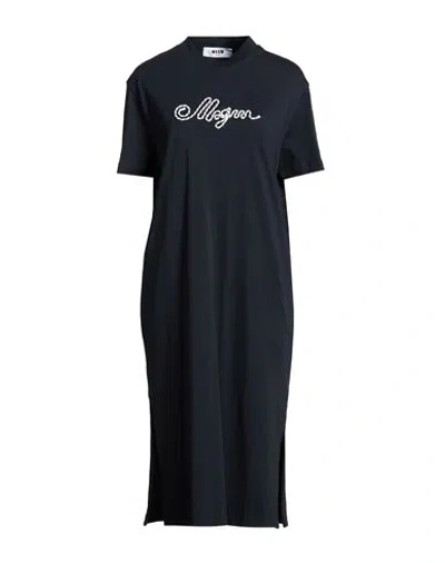 Msgm Woman Midi Dress Midnight Blue Size Xl Cotton