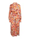 Msgm Woman Midi Dress Orange Size 8 Polyester In Orange