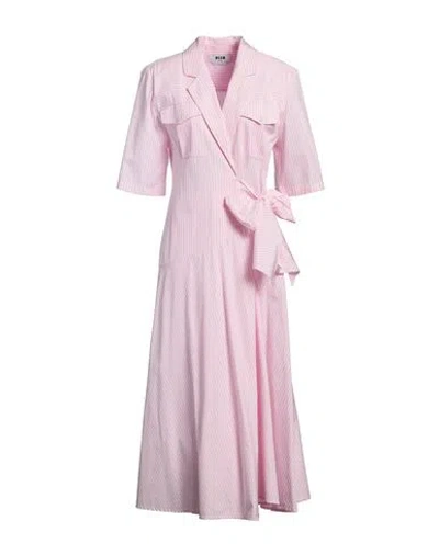 Msgm Woman Midi Dress Pink Size 2 Cotton