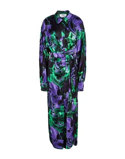 Msgm Woman Midi Dress Purple Size 8 Viscose, Elastane In Multi
