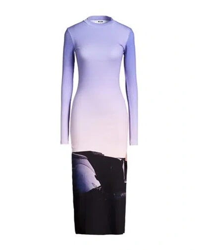 Msgm Woman Midi Dress Purple Size S Cotton, Elastane