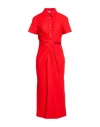 Msgm Woman Midi Dress Red Size 6 Cotton In Red