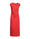 Msgm Woman Midi Dress Red Size 6 Viscose, Polyester, Elastane In Red