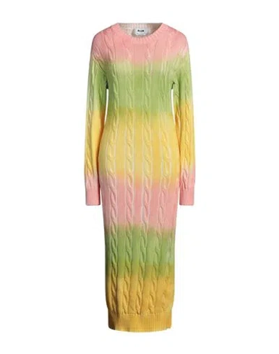 Msgm Woman Midi Dress Salmon Pink Size M Cotton In Multi