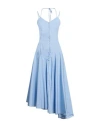 Msgm Woman Midi Dress Sky Blue Size 2 Cotton