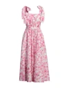 Msgm Woman Midi Dress Pink Size 10 Cotton In White