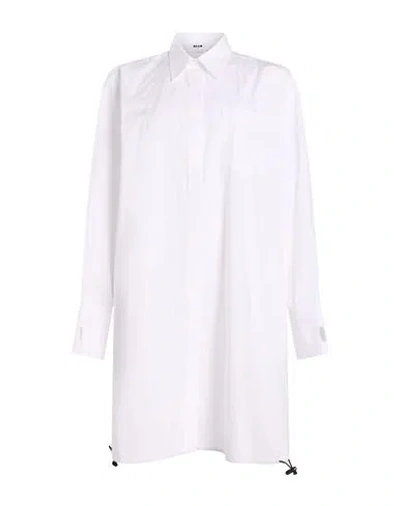 Msgm Woman Midi Dress White Size 10 Cotton