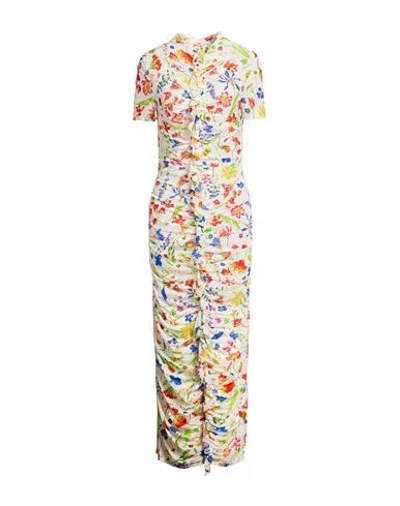 Msgm Woman Midi Dress White Size 10 Polyamide, Elastane In Multi